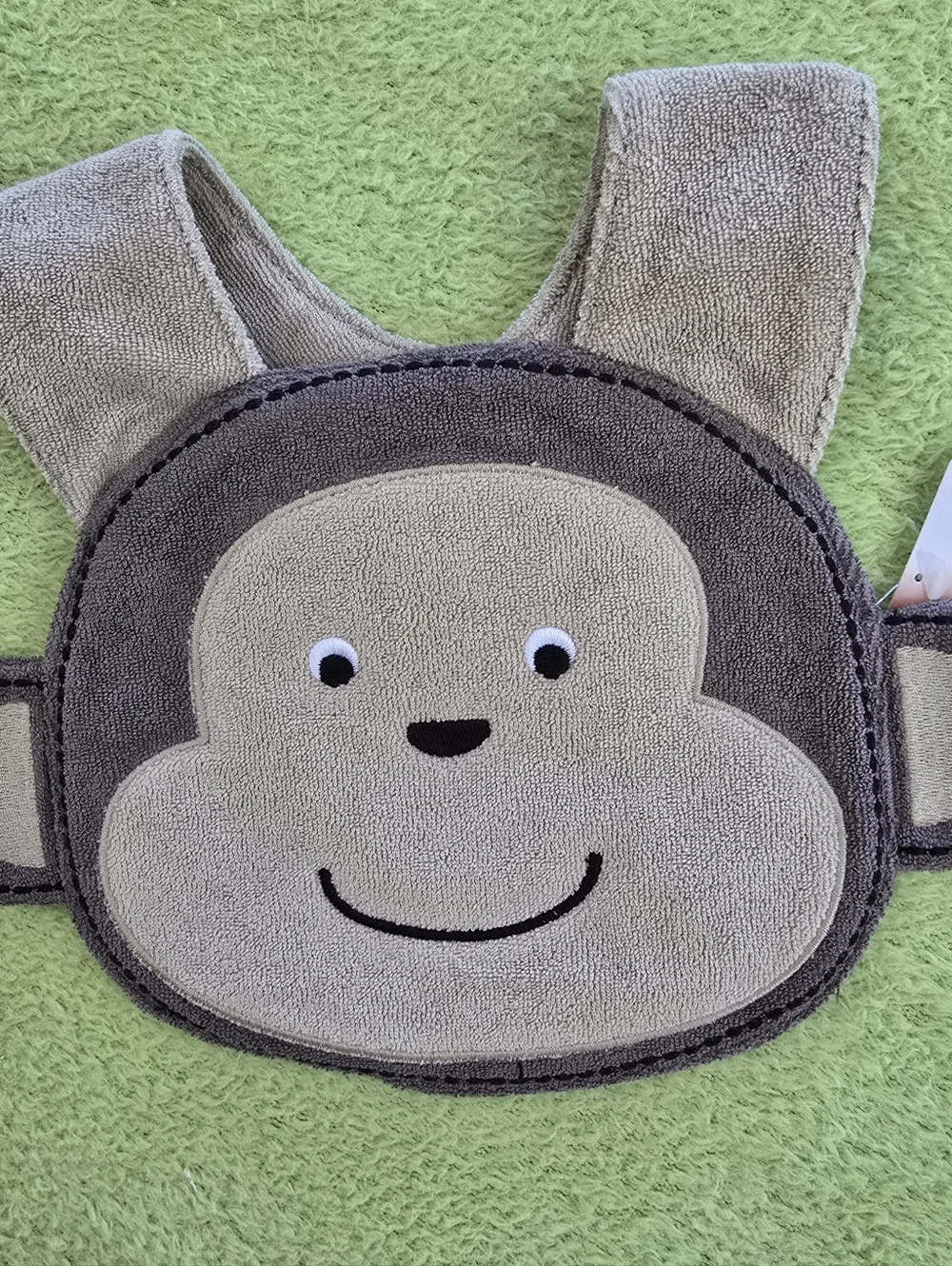 NWT  NEWBORN + UP MONKEY FACE BIB CARTERS - Baby BOYS  Brown + TAN TERRY (Q14)